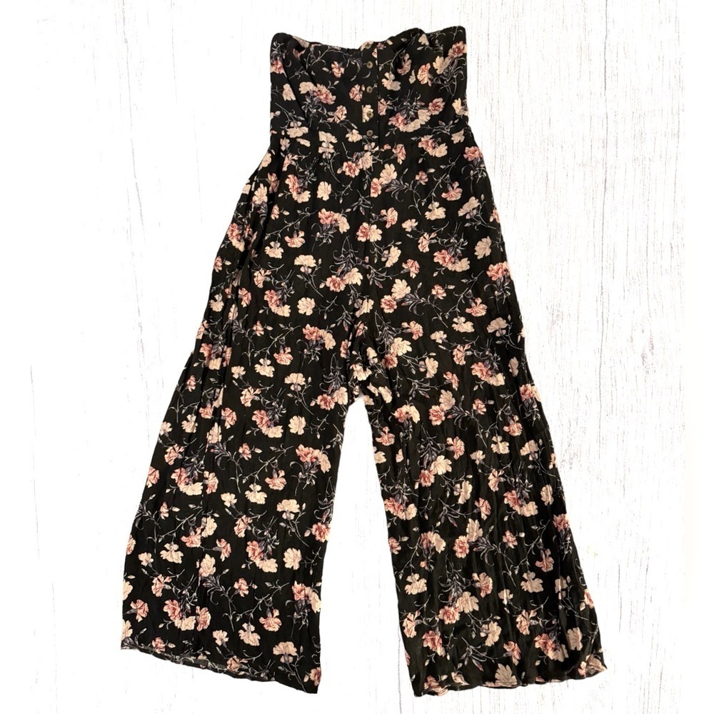 American Eagle Tube Top Wide Leg Cropped Woven Floral Romper size Small